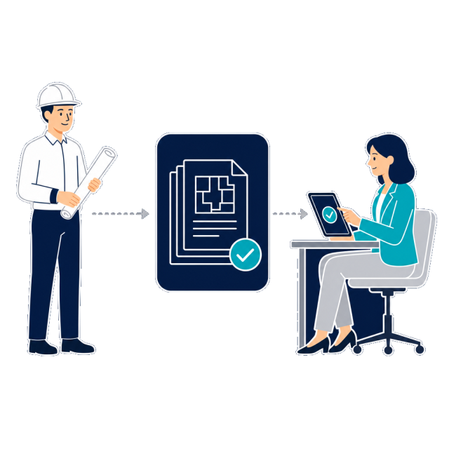 Digitaler Dokumenten-Workflow am Bau: Baupläne und Projektakten zentral abgelegt und freigegeben