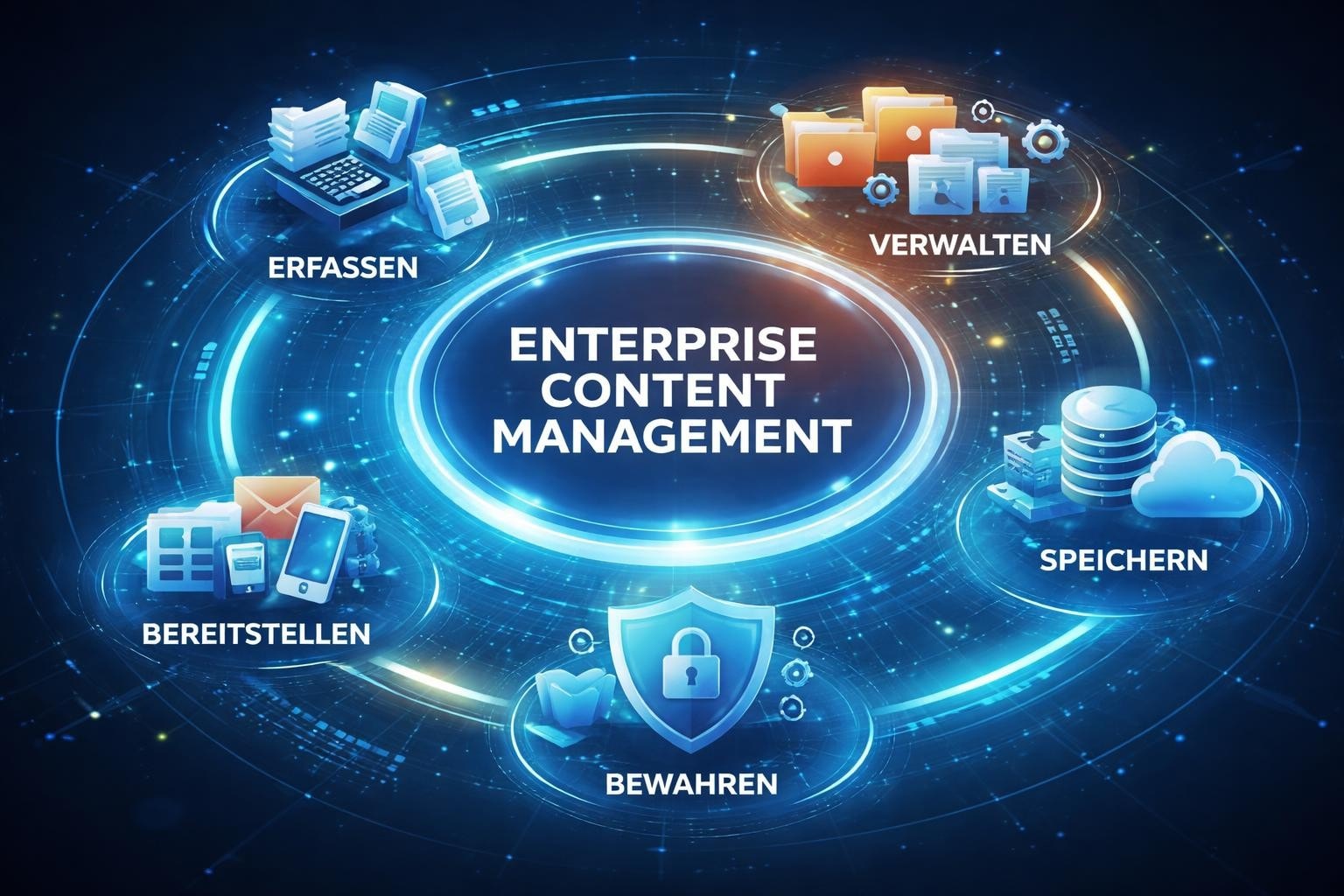 <p>Die digitale Transformation hat die Art und Weise, wie Unternehmen mit Informationen umgehen, grundlegend verändert. In einer Zeit, in der Datenmengen exponentiell wachsen und regulatorische Anforderungen zunehmen, benötigen Organisationen intelligente Lösungen zur Verwaltung ihrer Unternehmensinhalte. Ein ECM-System bildet dabei das Fundament für eine strukturierte, rechtskonforme und effiziente Informationsverwaltung. Diese Systeme haben sich von reinen Dokumentenablagen zu komplexen Plattformen entwickelt, die sämtliche Unternehmensinhalte über ihren gesamten Lebenszyklus hinweg steuern. Für moderne Unternehmen, die ihre Arbeitsprozesse digitalisieren möchten, ist das Verständnis der ECM-Technologie und ihrer Einsatzmöglichkeiten unverzichtbar geworden.</p>
<h2>Was ist ein ECM-System</h2>
<p>Ein ECM-System steht für Enterprise Content Management und bezeichnet eine integrierte Softwarelösung zur systematischen Verwaltung sämtlicher strukturierter und unstrukturierter Informationen eines Unternehmens. Im Kern geht es darum, Dokumente, Daten und digitale Inhalte systematisch zu erfassen, zu organisieren, zu speichern, zu sichern und bereitzustellen.</p>
<p>Die <a href="https://de.wikipedia.org/wiki/Enterprise-Content-Management" target="_blank" rel="nofollow noopener noreferrer">Definition von Enterprise-Content-Management</a> umfasst dabei verschiedene Komponenten, die nahtlos zusammenarbeiten. Ein modernes ECM-System bildet den kompletten Informationslebenszyklus ab: von der Erstellung oder Erfassung über die Bearbeitung und Freigabe bis hin zur Archivierung und schließlich zur revisionssicheren Löschung.</p>
<h3>Kernkomponenten eines ECM-Systems</h3>
<p>Die technische Architektur eines ECM-Systems besteht aus mehreren eng verzahnten Modulen, die unterschiedliche Funktionsbereiche abdecken:</p>
<ul>
<li><strong>Document Management:</strong> Verwaltung von Dokumenten mit Versionierung und Zugriffssteuerung</li>
<li><strong>Records Management:</strong> Compliance-konforme Aufbewahrung geschäftsrelevanter Unterlagen</li>
<li><strong>Workflow Management:</strong> Automatisierung dokumentenbasierter Geschäftsprozesse</li>
<li><strong>Digital Asset Management:</strong> Organisation multimedialer Inhalte</li>
<li><strong>Collaboration Tools:</strong> Funktionen für teamübergreifende Zusammenarbeit</li>
</ul>
<p>Diese Komponenten arbeiten auf einer gemeinsamen Plattform und nutzen eine zentrale Datenbasis. Die Integration dieser Funktionen unterscheidet ein vollwertiges ECM-System von isolierten Einzellösungen.</p>
<p><img src="images/blog/inline-1-1771592924623.jpg" alt="ECM-System Kernkomponenten" /></p>
<h2>Vorteile und Nutzen für Unternehmen</h2>
<p>Der Einsatz eines ECM-Systems bietet Unternehmen weitreichende Vorteile, die sich direkt auf Effizienz, Compliance und Wettbewerbsfähigkeit auswirken. Die Investition in eine solche Lösung zahlt sich in der Regel durch messbare Verbesserungen in verschiedenen Bereichen aus.</p>
<h3>Effizienzsteigerung und Kostensenkung</h3>
<p>Ein gut implementiertes ECM-System reduziert den administrativen Aufwand erheblich. Mitarbeitende verbringen durchschnittlich 30-40% ihrer Arbeitszeit mit der Suche nach Informationen. Durch intelligente Indexierung, Volltextsuche und Metadaten-gestützte Recherche sinkt diese Zeit auf wenige Minuten.</p>
<p>Die Automatisierung wiederkehrender Prozesse durch integriertes <a href="loesungen/workflow-management" target="_blank" rel="noopener noreferrer">Workflow Management</a> führt zu spürbaren Einsparungen. Rechnungen werden beispielsweise automatisch klassifiziert, den richtigen Kostenstellen zugeordnet und an die entsprechenden Genehmiger weitergeleitet, wie es bei der <a href="loesungen/digitale-rechnungsverarbeitung" target="_blank" rel="noopener noreferrer">digitalen Rechnungsverarbeitung</a> zum Standard gehört.</p>
<table>
<thead>
<tr><th>Bereich</th><th>Ohne ECM-System</th><th>Mit ECM-System</th><th>Verbesserung</th></tr>
</thead>
<tbody>
<tr>
<td>Dokumentensuche</td>
<td>15-20 Min. pro Vorgang</td>
<td>1-2 Min. pro Vorgang</td>
<td>85-90%</td>
</tr>
<tr>
<td>Rechnungsbearbeitung</td>
<td>5-7 Tage</td>
<td>1-2 Tage</td>
<td>70%</td>
</tr>
<tr>
<td>Prozessdurchlaufzeit</td>
<td>10-14 Tage</td>
<td>3-5 Tage</td>
<td>65%</td>
</tr>
<tr>
<td>Lagerkosten (Papier)</td>
<td>100%</td>
<td>10-20%</td>
<td>80-90%</td>
</tr>
</tbody>
</table>
<h3>Compliance und Rechtssicherheit</h3>
<p>Regulatorische Anforderungen wie GoBD, DSGVO oder branchenspezifische Vorschriften erfordern eine lückenlose Dokumentation und revisionssichere Archivierung. Ein ECM-System gewährleistet durch automatisierte Prozesse die Einhaltung gesetzlicher Vorgaben.</p>
<p>Die Protokollierung aller Zugriffe und Änderungen schafft vollständige Transparenz. Aufbewahrungsfristen werden systemseitig überwacht, sodass Dokumente weder zu früh gelöscht noch unnötig lange gespeichert werden. Dies ist besonders relevant im Kontext der <a href="blog/verjahren-rechnungen" target="_blank" rel="noopener noreferrer">Verjährung von Rechnungen</a> und anderer geschäftskritischer Dokumente.</p>
<p>Der <a href="https://www.tuv.com/germany/de/enterprise-content-management-ecm.html" target="_blank" rel="nofollow noopener noreferrer">TÜV Rheinland betont die Bedeutung von ECM-Systemen</a> für Dokumentenverwaltung und Compliance, insbesondere in regulierten Branchen wie dem Gesundheitswesen oder der Finanzindustrie.</p>
<h2>Implementierung und Einführung</h2>
<p>Die erfolgreiche Einführung eines ECM-Systems erfordert eine strukturierte Herangehensweise und sorgfältige Planung. Aus meiner langjährigen Erfahrung in der Dokumentenmanagement-Beratung zeigt sich, dass technische Aspekte nur einen Teil des Erfolgs ausmachen.</p>
<h3>Analyse und Konzeption</h3>
<p>Vor der Implementierung steht eine umfassende Analyse der bestehenden Prozesse und Anforderungen. Welche Dokumententypen existieren? Welche Workflows sind bereits etabliert? Wo liegen die größten Ineffizienzen?</p>
<p>Eine professionelle <a href="leistungen/prozessberatung" target="_blank" rel="noopener noreferrer">Prozessberatung</a> hilft dabei, die tatsächlichen Bedürfnisse zu identifizieren und nicht vorschnell eine technische Lösung zu implementieren, die an den realen Anforderungen vorbeigeht. Die Dokumentation bestehender Prozesse bildet die Grundlage für das spätere Sollkonzept.</p>
<p>Besonders wichtig ist die Einbindung der Fachabteilungen. Die IT-Abteilung allein kann kein ECM-System erfolgreich einführen, da die fachlichen Anforderungen aus den operativen Bereichen kommen müssen.</p>
<h3>Technische Integration</h3>
<p>Ein ECM-System funktioniert nicht isoliert, sondern muss sich nahtlos in die bestehende IT-Landschaft einfügen. Die <a href="glossar/schnittstellenintegration" target="_blank" rel="noopener noreferrer">Schnittstellenintegration</a> zu ERP-Systemen, CRM-Lösungen und anderen Anwendungen ist erfolgskritisch.</p>
<p>Typische Integrationsszenarien umfassen:</p>
<ol>
<li><strong>ERP-Anbindung:</strong> Automatische Übernahme von Belegen und Stammdaten</li>
<li><strong>E-Mail-Integration:</strong> Archivierung geschäftsrelevanter E-Mails direkt aus Outlook</li>
<li><strong>Office-Integration:</strong> Bearbeitung von Dokumenten direkt aus Word, Excel oder PowerPoint</li>
<li><strong>Branchenlösungen:</strong> Verbindung zu spezifischen Fachanwendungen</li>
</ol>
<p>Die Integration sollte bidirektional erfolgen, sodass Daten nicht nur importiert, sondern auch zurückgeschrieben werden können. Dies gewährleistet die Aktualität der Informationen über alle Systeme hinweg.</p>
<p><img src="images/blog/inline-2-1771592910145.jpg" alt="ECM-System Integration" /></p>
<h3>Change Management und Schulung</h3>
<p>Die beste Technologie bleibt wirkungslos, wenn Mitarbeitende sie nicht akzeptieren oder nutzen können. Change Management ist daher ein zentraler Erfolgsfaktor bei der ECM-Einführung.</p>
<p>Frühzeitige Kommunikation über Ziele, Vorteile und Zeitpläne schafft Transparenz und reduziert Widerstände. Die Benennung von Key Usern in den Fachabteilungen als Multiplikatoren hat sich in der Praxis bewährt. Diese Personen werden intensiv geschult und fungieren später als erste Ansprechpartner für ihre Kollegen.</p>
<p>Schulungskonzepte sollten rollenbasiert sein. Nicht jeder Mitarbeitende benötigt dieselbe Tiefe an Systemkenntnissen. Während Sachbearbeiter die täglichen Funktionen beherrschen müssen, brauchen Administratoren vertiefte technische Kenntnisse.</p>
<h2>Branchenspezifische Anforderungen</h2>
<p>Die Anforderungen an ein ECM-System variieren je nach Branche erheblich. Was für ein Produktionsunternehmen relevant ist, kann für einen Handelskonzern völlig andere Prioritäten haben.</p>
<h3>Produktion und Fertigung</h3>
<p>In der <a href="branchen/produktion" target="_blank" rel="noopener noreferrer">Produktion</a> stehen technische Dokumentationen, Qualitätsnachweise und Wartungsprotokolle im Mittelpunkt. Ein ECM-System muss hier Zeichnungen, CAD-Dateien und Prüfberichte verwalten können.</p>
<p>Das <a href="glossar/versionsmanagement" target="_blank" rel="noopener noreferrer">Versionsmanagement</a> spielt eine entscheidende Rolle, da technische Dokumente häufig überarbeitet werden und es kritisch ist, immer mit der aktuellen Version zu arbeiten. Gleichzeitig müssen frühere Versionen für Revisionszwecke nachvollziehbar bleiben.</p>
<h3>Handel und Vertrieb</h3>
<p>Unternehmen im <a href="branchen/handel" target="_blank" rel="noopener noreferrer">Handel</a> benötigen vor allem schnelle Prozesse für Bestellungen, Lieferscheine und Rechnungen. Die Integration mit Warenwirtschaftssystemen und die Unterstützung multipler Standorte sind hier besonders wichtig.</p>
<p>Mobile Zugriffsmöglichkeiten gewinnen zunehmend an Bedeutung, da Außendienstmitarbeitende unterwegs auf Produktinformationen, Verträge und Kundenhistorien zugreifen müssen.</p>
<h3>Immobilienwirtschaft</h3>
<p>Die <a href="branchen/immobilienwirtschaft" target="_blank" rel="noopener noreferrer">Immobilienwirtschaft</a> arbeitet mit langlebigen Dokumenten über Jahrzehnte hinweg. Mietverträge, Objektakten, Wartungsunterlagen und Abrechnungen müssen über sehr lange Zeiträume verfügbar und rechtssicher archiviert sein.</p>
<p>Ein ECM-System für diese Branche muss daher besonders robuste Archivierungsfunktionen und Migrationsstrategien bieten, um auch bei Systemwechseln die Datenverfügbarkeit zu garantieren.</p>
<h2>Auswahlkriterien für ECM-Systeme</h2>
<p>Die Auswahl des richtigen ECM-Systems ist eine strategische Entscheidung mit langfristiger Tragweite. Der Markt bietet eine Vielzahl von Lösungen, die sich in Funktionsumfang, Architektur und Kostenmodell unterscheiden.</p>
<h3>Technologische Aspekte</h3>
<p>Die technische Basis sollte zukunftssicher sein. Cloud-basierte Lösungen gewinnen an Bedeutung, bieten aber nicht für jedes Unternehmen die optimale Lösung. Die Entscheidung zwischen Cloud, On-Premise oder Hybrid-Modellen hängt von Faktoren wie Datensensibilität, IT-Ressourcen und regulatorischen Anforderungen ab.</p>
<p>Wichtige technische Kriterien umfassen:</p>
<ul>
<li><strong>Skalierbarkeit:</strong> Wächst das System mit steigendem Dokumentenvolumen?</li>
<li><strong>Offene Standards:</strong> Unterstützt das System standardisierte Schnittstellen?</li>
<li><strong>Plattformunabhängigkeit:</strong> Funktioniert die Lösung auf verschiedenen Betriebssystemen?</li>
<li><strong>Mobilfähigkeit:</strong> Gibt es native Apps für mobile Endgeräte?</li>
</ul>
<p>Die Unterstützung gängiger Dateiformate und die Möglichkeit zur Volltextindexierung auch in gescannten Dokumenten mittels OCR-Technologie sollten Standard sein.</p>
<h3>Funktionale Anforderungen</h3>
<p>Der Funktionsumfang muss zu den tatsächlichen Anforderungen passen. Ein überdimensioniertes System mit Funktionen, die nie genutzt werden, verursacht unnötige Kosten und Komplexität.</p>
<table>
<thead>
<tr><th>Kriterium</th><th>Basis-ECM</th><th>Standard-ECM</th><th>Enterprise-ECM</th></tr>
</thead>
<tbody>
<tr>
<td>Dokumentenverwaltung</td>
<td>✓</td>
<td>✓</td>
<td>✓</td>
</tr>
<tr>
<td>Workflow-Engine</td>
<td>Einfach</td>
<td>Erweitert</td>
<td>Komplex</td>
</tr>
<tr>
<td>Records Management</td>
<td>–</td>
<td>✓</td>
<td>✓</td>
</tr>
<tr>
<td>Multi-Mandantenfähigkeit</td>
<td>–</td>
<td>–</td>
<td>✓</td>
</tr>
<tr>
<td>Erweiterte Sicherheitsfunktionen</td>
<td>–</td>
<td>✓</td>
<td>✓</td>
</tr>
<tr>
<td>KI-gestützte Klassifizierung</td>
<td>–</td>
<td>–</td>
<td>✓</td>
</tr>
</tbody>
</table>
<p>Aktuelle Trends zeigen, dass KI-basierte Funktionen wie automatische Dokumentenklassifizierung und intelligente Datenextraktion zunehmend zum Standard werden, wie auch <a href="https://www.ecmguide.de/" target="_blank" rel="nofollow noopener noreferrer">ECM-Branchenanalysen</a> regelmäßig berichten.</p>
<h3>Wirtschaftliche Betrachtung</h3>
<p>Die Gesamtbetriebskosten (TCO) eines ECM-Systems gehen weit über die Lizenzkosten hinaus. Implementierungsaufwände, Schulungen, laufender Support und Systemwartung müssen einkalkuliert werden.</p>
<p>Ein realistischer Business Case berücksichtigt sowohl harte als auch weiche Faktoren. Während Einsparungen bei Papier, Lagerkosten und Prozesszeiten quantifizierbar sind, lassen sich Verbesserungen bei der Mitarbeiterzufriedenheit oder Kundenservice schwerer in Zahlen fassen.</p>
<p>Die Amortisationszeit für ECM-Systeme liegt typischerweise zwischen 18 und 36 Monaten, abhängig von der Unternehmensgröße und dem Automatisierungsgrad.</p>
<p><img src="images/blog/inline-3-1771592915710.jpg" alt="ECM-Auswahlprozess" /></p>
<h2>Integration in den Digital Workplace</h2>
<p>Ein ECM-System entfaltet sein volles Potenzial erst als integraler Bestandteil eines modernen Digital Workplace. Die isolierte Betrachtung als reines Archivsystem greift zu kurz.</p>
<h3>Zusammenspiel mit Kollaborationsplattformen</h3>
<p>Moderne Arbeitsumgebungen kombinieren ECM-Funktionalität mit Collaboration-Tools. Mitarbeitende erwarten heute, dass sie Dokumente nicht nur ablegen, sondern auch gemeinsam bearbeiten, kommentieren und diskutieren können.</p>
<p>Die Integration mit Plattformen wie Microsoft 365, Google Workspace oder spezialisierten Social Intranets schafft eine nahtlose Arbeitsumgebung. Dokumente können direkt aus dem Kontext heraus in das ECM-System übernommen werden, ohne Medienbrüche oder doppelte Datenhaltung.</p>
<p>Die <a href="blog/digitalisierung" target="_blank" rel="noopener noreferrer">Digitalisierung</a> von Arbeitsprozessen erfordert diese ganzheitliche Betrachtung. Ein ECM-System ist dabei die strukturierte, compliance-konforme Basis, während Collaboration-Tools die flexible, kreative Zusammenarbeit ermöglichen.</p>
<h3>Mobile Arbeitswelten</h3>
<p>Die zunehmende Mobilität der Arbeit stellt neue Anforderungen an ECM-Systeme. Mitarbeitende müssen von unterwegs oder im Homeoffice auf Dokumente zugreifen, Freigaben erteilen und Prozesse vorantreiben können.</p>
<p>Responsive Weboberflächen und native mobile Apps sind heute unverzichtbar. Dabei muss die Sicherheit gewährleistet bleiben: Verschlüsselung, sichere Authentifizierung und die Möglichkeit zum Remote-Wipe bei Geräteverlust gehören zum Standard.</p>
<p>Offline-Funktionalität für kritische Szenarien ohne Internetverbindung und automatische Synchronisation bei Wiederherstellung der Verbindung runden das mobile Nutzererlebnis ab.</p>
<h2>Aktuelle Entwicklungen und Trends</h2>
<p>Der ECM-Markt entwickelt sich kontinuierlich weiter. Technologische Innovationen und veränderte Arbeitsweisen prägen die Evolution der Systeme.</p>
<h3>Künstliche Intelligenz und Machine Learning</h3>
<p>KI-Technologien revolutionieren das Enterprise Content Management. Automatische Dokumentenklassifizierung erkennt Dokumententypen anhand ihres Inhalts und ordnet sie den richtigen Kategorien zu, ohne manuelle Eingriffe.</p>
<p>Intelligente Datenextraktion liest Informationen aus Rechnungen, Verträgen oder Formularen aus und überträgt sie strukturiert in nachgelagerte Systeme. Die Fehlerquote sinkt dabei kontinuierlich, während die Verarbeitungsgeschwindigkeit steigt.</p>
<p>Semantische Suche versteht den Kontext von Suchanfragen und liefert relevantere Ergebnisse als klassische Keyword-basierte Suchen. Nutzer finden Dokumente auch dann, wenn sie nicht die exakten Begriffe kennen, unter denen sie abgelegt wurden.</p>
<h3>Cloud und SaaS-Modelle</h3>
<p>Der Trend zur Cloud verändert die Bereitstellung von ECM-Systemen grundlegend. Software-as-a-Service-Modelle reduzieren die Einstiegshürden, da keine eigene Infrastruktur aufgebaut werden muss.</p>
<p>Vorteile cloudbasierter ECM-Lösungen:</p>
<ul>
<li>Schnellere Implementierung ohne Hardware-Beschaffung</li>
<li>Planbare Betriebskosten durch Subscription-Modelle</li>
<li>Automatische Updates und neue Funktionen</li>
<li>Einfache Skalierung bei wachsenden Anforderungen</li>
<li>Standortunabhängiger Zugriff ohne VPN-Komplexität</li>
</ul>
<p>Gleichzeitig bleiben Bedenken hinsichtlich Datensouveränität und Abhängigkeit von Anbietern bestehen, weshalb viele Unternehmen hybride Ansätze bevorzugen.</p>
<h3>Information Governance</h3>
<p>Die strategische Steuerung von Unternehmensinformationen gewinnt an Bedeutung. Information Governance geht über technisches Dokumentenmanagement hinaus und umfasst Richtlinien, Prozesse und Verantwortlichkeiten für den Umgang mit Informationen.</p>
<p>Ein ECM-System ist dabei das operative Werkzeug zur Umsetzung der Governance-Vorgaben. Es erzwingt Klassifizierungen, überwacht Aufbewahrungsfristen und dokumentiert Compliance-relevante Vorgänge automatisch.</p>
<p>Die Integration von Datenschutzanforderungen direkt in ECM-Workflows stellt sicher, dass personenbezogene Daten DSGVO-konform verarbeitet werden. Automatische Löschfristen und Zweckbindungen werden systemseitig überwacht.</p>
<h2>Herausforderungen bei der Nutzung</h2>
<p>Trotz aller Vorteile bringt der Betrieb eines ECM-Systems auch Herausforderungen mit sich, die aktiv gemanagt werden müssen.</p>
<h3>Datenqualität und Konsistenz</h3>
<p>Die Qualität eines ECM-Systems steht und fällt mit der Qualität der erfassten Metadaten. Unvollständige oder fehlerhafte Informationen bei der Dokumentenablage führen zu Problemen bei der späteren Recherche.</p>
<p>Klare Vorgaben für Verschlagwortung, Namenskonventionen und Ablagestrukturen sind essentiell. Automatisierung hilft, indem Systeme vorausgefüllte Metadaten basierend auf Dokumenteninhalt oder Kontext vorschlagen.</p>
<p>Regelmäßige Datenqualitätsprüfungen und Bereinigungsaktionen halten das System sauber. Duplikate müssen identifiziert und konsolidiert, veraltete Dokumente archiviert oder gelöscht werden.</p>
<h3>Migration und Altdaten</h3>
<p>Die Überführung bestehender Dokumentenbestände in ein neues ECM-System ist oft der komplexeste Teil der Implementierung. Altdaten liegen in unterschiedlichsten Formaten und Strukturen vor.</p>
<p>Eine strukturierte Migrationsplanung umfasst:</p>
<ol>
<li><strong>Bewertung:</strong> Welche Altdaten sind noch relevant?</li>
<li><strong>Bereinigung:</strong> Elimination von Duplikaten und veralteten Inhalten</li>
<li><strong>Konvertierung:</strong> Überführung in standardisierte Formate</li>
<li><strong>Metadaten-Anreicherung:</strong> Ergänzung fehlender Informationen</li>
<li><strong>Validierung:</strong> Sicherstellung der Vollständigkeit und Korrektheit</li>
</ol>
<p>Die Migration kann schrittweise erfolgen, wobei aktuelle Dokumente priorisiert und historische Bestände später nachgezogen werden.</p>
<h3>Akzeptanz und Adoption</h3>
<p>Selbst das beste System scheitert ohne Nutzerakzeptanz. Widerstände entstehen oft durch Überforderung, mangelnde Schulung oder die Befürchtung zusätzlicher Arbeit.</p>
<p>Kontinuierliche Kommunikation über Mehrwerte, niedrigschwellige Einstiegsmöglichkeiten und sichtbare Quick Wins fördern die Akzeptanz. Gamification-Elemente können die Motivation steigern, vollständige Metadaten zu erfassen oder Dokumente korrekt abzulegen.</p>
<p>Die Integration in bestehende Arbeitsabläufe ist entscheidend. Wenn das ECM-System als zusätzliche Pflicht wahrgenommen wird statt als Arbeitserleichterung, bleibt die volle Nutzung aus.</p>
<h2>Sicherheit und Datenschutz</h2>
<p>Die Verwaltung sensibler Unternehmensinformationen erfordert umfassende Sicherheitskonzepte. Ein ECM-System muss höchste Standards erfüllen, um den Schutz der Daten zu gewährleisten.</p>
<h3>Zugriffssteuerung und Berechtigungen</h3>
<p>Granulare Berechtigungskonzepte stellen sicher, dass Mitarbeitende nur auf die Dokumente zugreifen können, die für ihre Tätigkeit relevant sind. Rollenbasierte Zugriffsmodelle vereinfachen die Administration, während individuelle Berechtigungen für Ausnahmefälle möglich bleiben.</p>
<p>Das Need-to-know-Prinzip sollte konsequent umgesetzt werden. Automatische Berechtigungsvererbung von Ordnerstrukturen reduziert den Administrationsaufwand, muss aber durch regelmäßige Rezertifizierungen überprüft werden.</p>
<h3>Verschlüsselung und Datensicherheit</h3>
<p>Daten müssen sowohl bei der Übertragung (in transit) als auch bei der Speicherung (at rest) verschlüsselt sein. Moderne ECM-Systeme bieten End-to-End-Verschlüsselung für besonders sensible Inhalte.</p>
<p>Backup- und Disaster-Recovery-Konzepte sichern gegen Datenverlust ab. Regelmäßige Tests der Wiederherstellungsprozesse stellen sicher, dass im Ernstfall die Systeme schnell wieder verfügbar sind.</p>
<p>Die Protokollierung aller sicherheitsrelevanten Ereignisse ermöglicht die Nachverfolgung unbefugter Zugriffsversuche und unterstützt forensische Analysen bei Sicherheitsvorfällen.</p>
<h3>DSGVO-Konformität</h3>
<p>Die Datenschutz-Grundverordnung stellt spezifische Anforderungen an die Verarbeitung personenbezogener Daten. ECM-Systeme müssen Funktionen zur Umsetzung der Betroffenenrechte bieten.</p>
<p>Das Recht auf Auskunft erfordert die Möglichkeit, alle Informationen zu einer Person schnell zu identifizieren. Das Recht auf Löschung muss technisch umsetzbar sein, auch wenn Aufbewahrungsfristen dem entgegenstehen können.</p>
<p>Privacy-by-Design-Prinzipien sollten bereits bei der Systemkonfiguration berücksichtigt werden. Standardmäßig restriktive Einstellungen und die Minimierung erfasster personenbezogener Daten reduzieren Risiken.</p>
<hr />
<p>Ein ECM-System bildet das Rückgrat einer modernen, digitalen Unternehmensorganisation und ermöglicht effizientes, compliance-konformes Informationsmanagement. Die erfolgreiche Implementierung erfordert jedoch mehr als nur Technologie: strategische Planung, Change Management und kontinuierliche Optimierung sind entscheidend. <a href="https://workcentrix.de" target="_blank" rel="noopener noreferrer">workcentrix GmbH</a> unterstützt Unternehmen mit umfassender Expertise in der Konzeption, Implementierung und Integration von ECM-Lösungen im Kontext moderner Digital-Workplace-Strategien. Nutzen Sie unsere langjährige Erfahrung, um Ihre Dokumentenmanagement-Prozesse zu optimieren und Ihre digitale Transformation erfolgreich zu gestalten.</p>