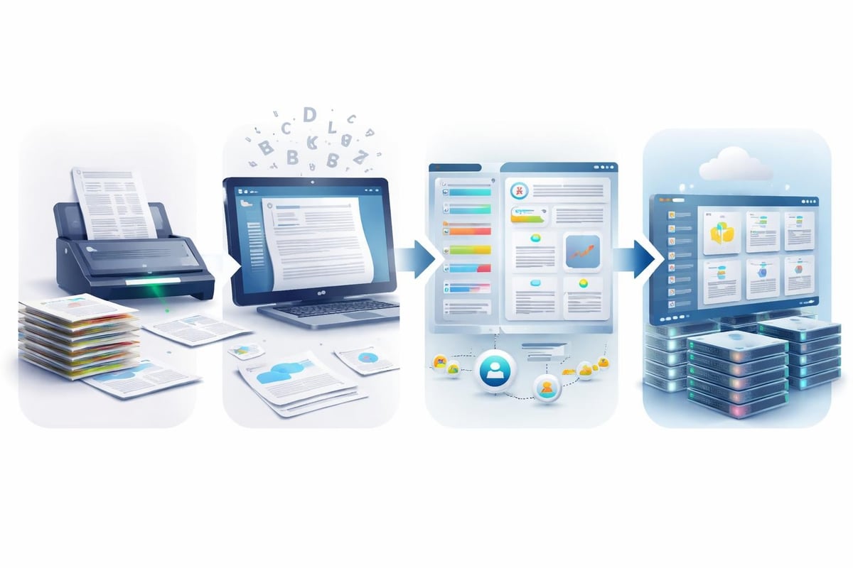 Digitalisierungsprozess von Papier zu Digital