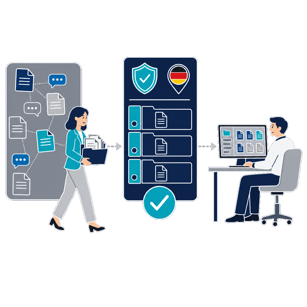 SharePoint-Alternative: Dokumente ziehen aus der Filesharing-Plattform in ein echtes DMS mit deutscher Datenhaltung