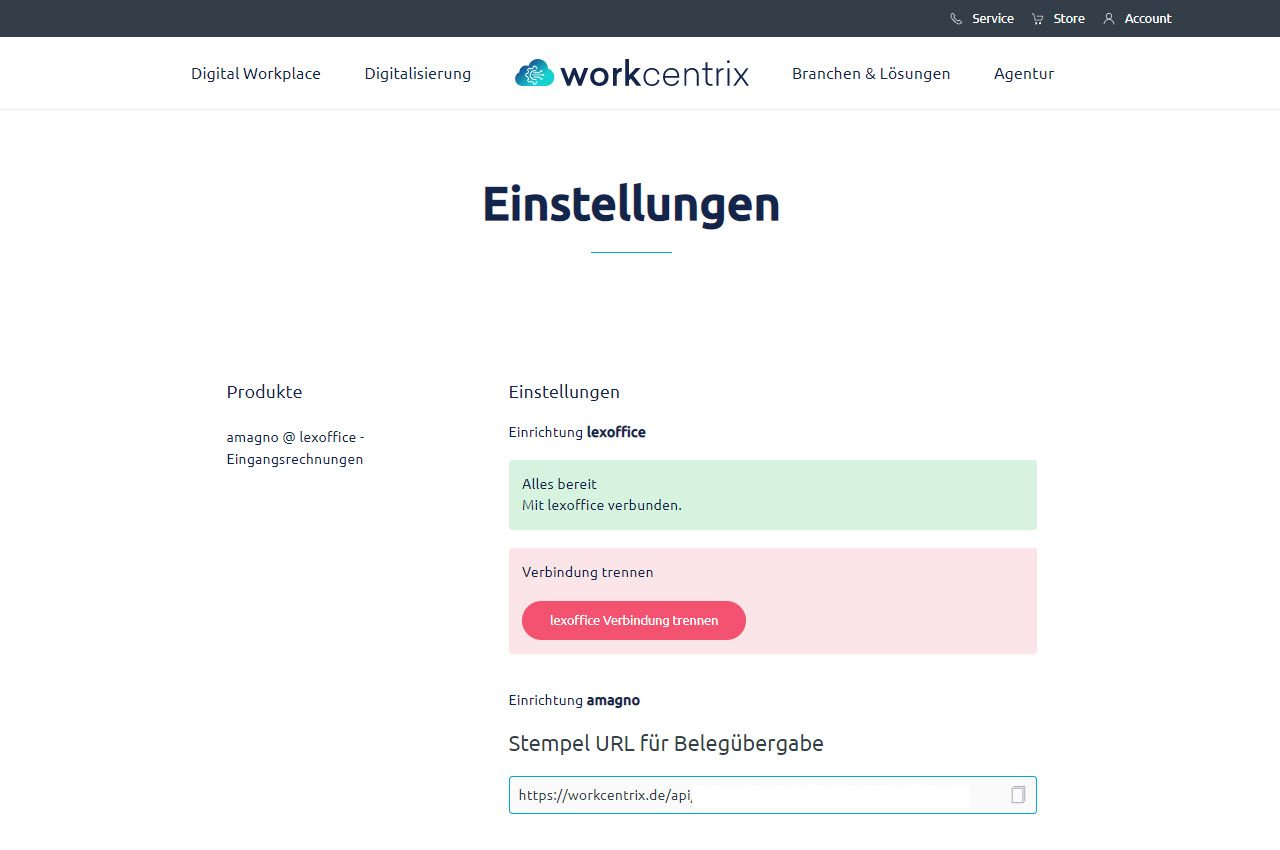 lexoffice einstellungen workcentrix