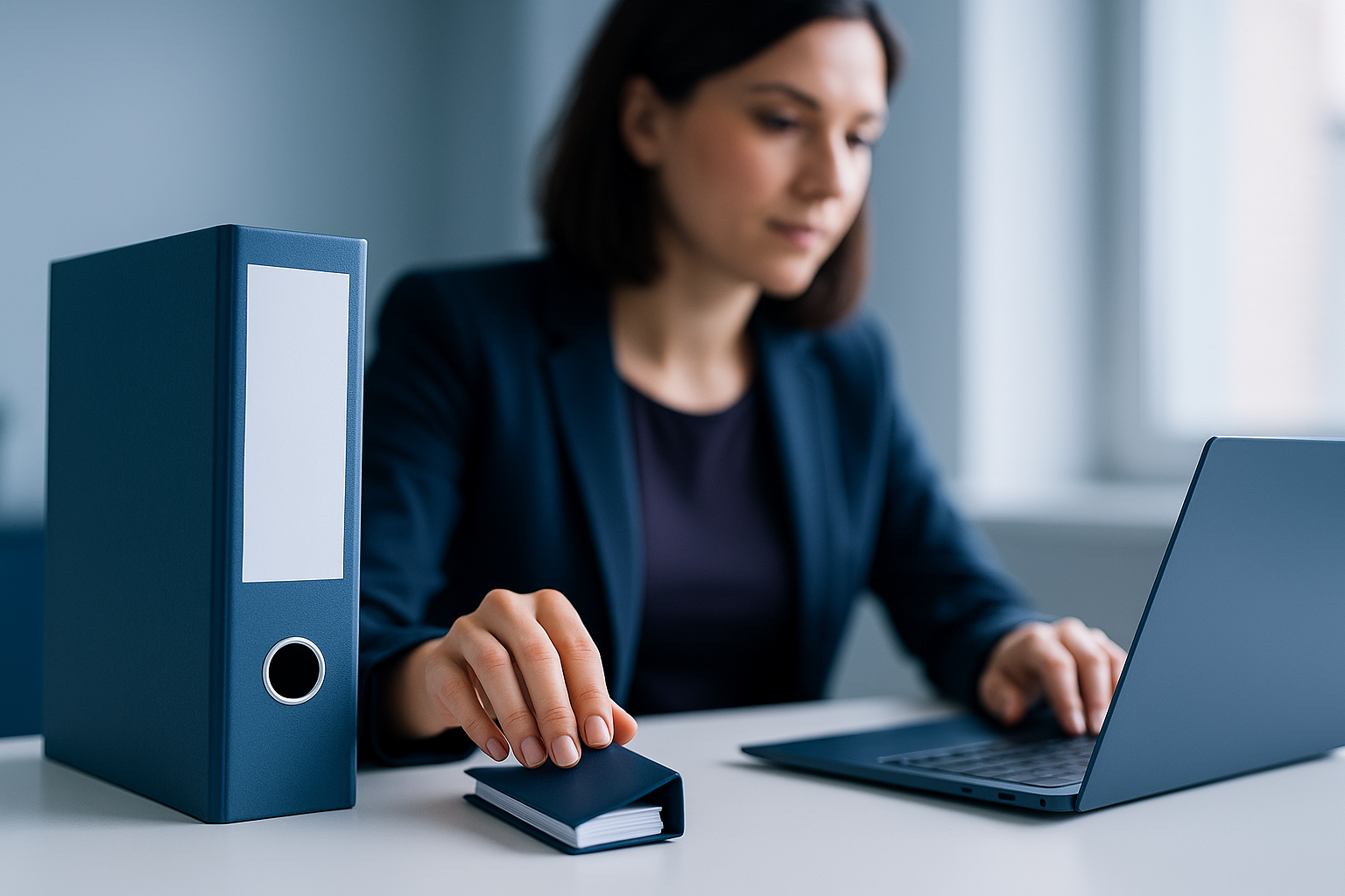 Mitarbeiterin arbeitet am Laptop aus dem Homeoffice und greift auf Unternehmensdokumente zu